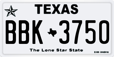 TX license plate BBK3750