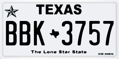 TX license plate BBK3757