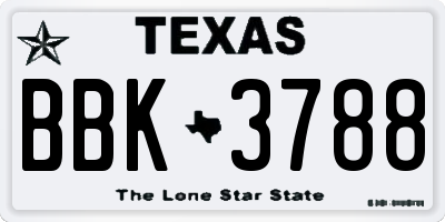 TX license plate BBK3788