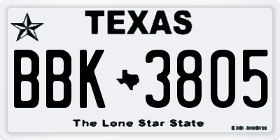 TX license plate BBK3805