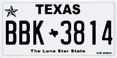 TX license plate BBK3814