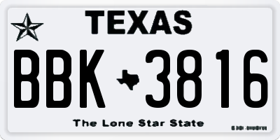 TX license plate BBK3816