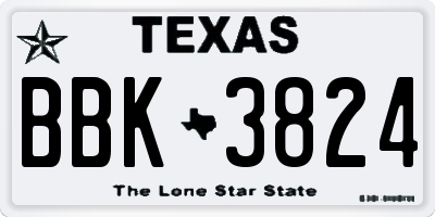 TX license plate BBK3824