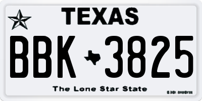TX license plate BBK3825
