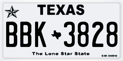 TX license plate BBK3828