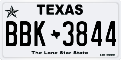 TX license plate BBK3844