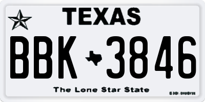 TX license plate BBK3846