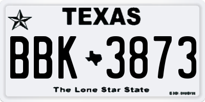 TX license plate BBK3873