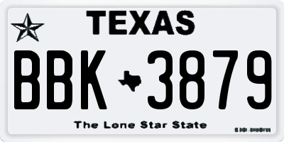 TX license plate BBK3879