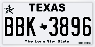 TX license plate BBK3896