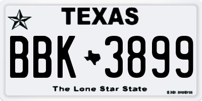 TX license plate BBK3899