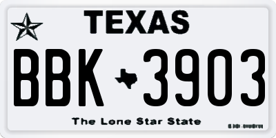TX license plate BBK3903