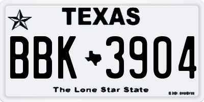 TX license plate BBK3904
