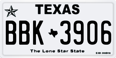 TX license plate BBK3906