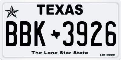 TX license plate BBK3926