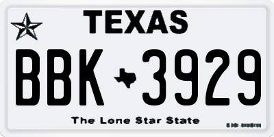 TX license plate BBK3929