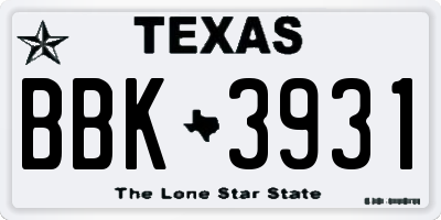 TX license plate BBK3931