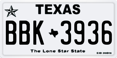 TX license plate BBK3936