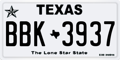 TX license plate BBK3937