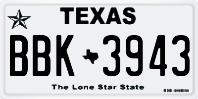 TX license plate BBK3943
