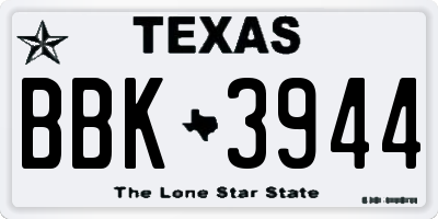 TX license plate BBK3944