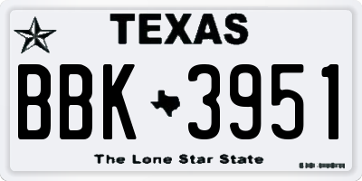 TX license plate BBK3951