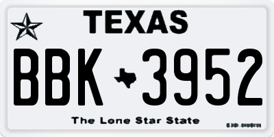 TX license plate BBK3952