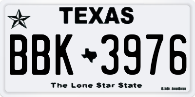 TX license plate BBK3976