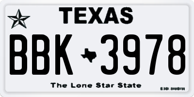 TX license plate BBK3978