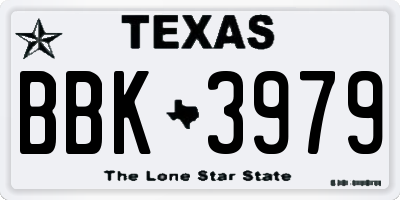 TX license plate BBK3979