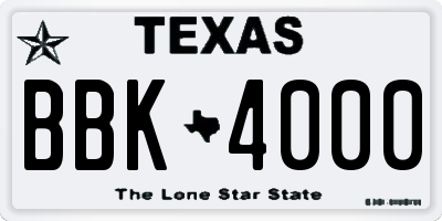 TX license plate BBK4000