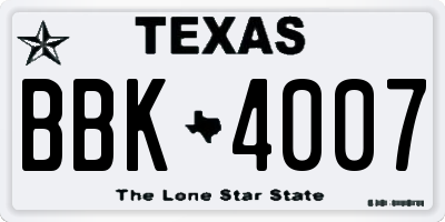 TX license plate BBK4007