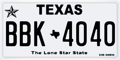 TX license plate BBK4040