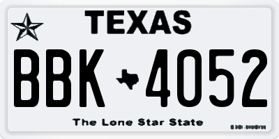 TX license plate BBK4052