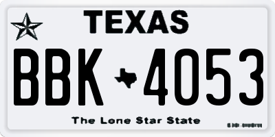 TX license plate BBK4053