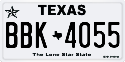TX license plate BBK4055