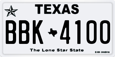 TX license plate BBK4100
