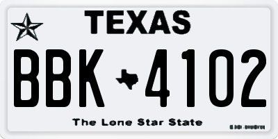 TX license plate BBK4102