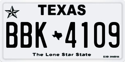 TX license plate BBK4109