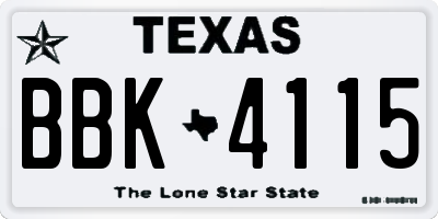 TX license plate BBK4115