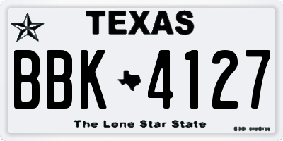 TX license plate BBK4127