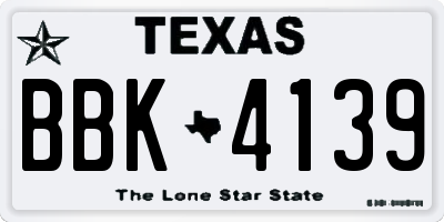 TX license plate BBK4139