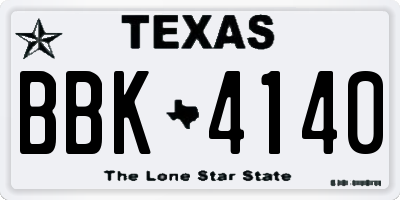 TX license plate BBK4140