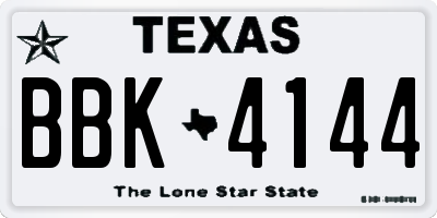 TX license plate BBK4144