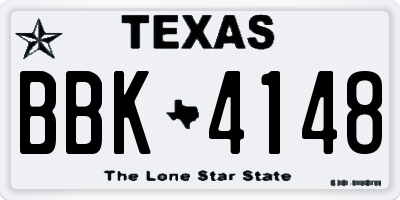 TX license plate BBK4148