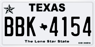 TX license plate BBK4154