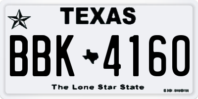 TX license plate BBK4160