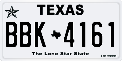 TX license plate BBK4161