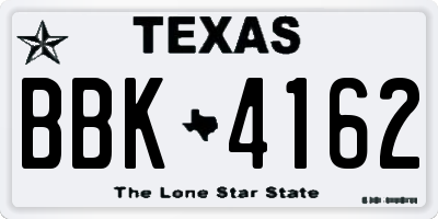TX license plate BBK4162