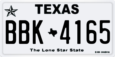 TX license plate BBK4165